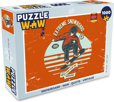 Puzzel Snowboard - Man - Quote - Vintage - Legpuzzel - Puzzel 1000 stukjes volwassenen