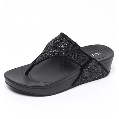 Strass Zomer Dames Slippers Teenslippers Dames Buiten Strand Comfort Casual Slippers Binnen Badkamer Platform Sandalen 35 black