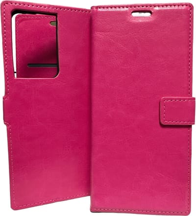 Bookcase Geschikt voor: Samsung Galaxy S21 Ultra 5G - Roze - portemonnee hoesje