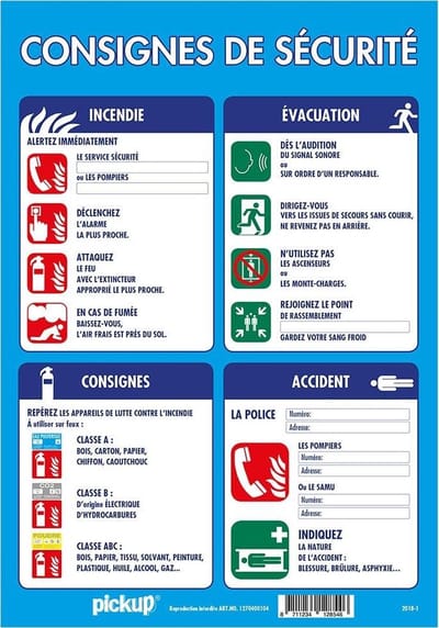 Pickup affichage Consignes de Securite 2 - 33x23 cm
