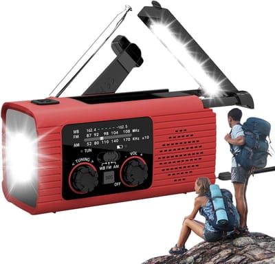 Noodradio - Noodradio's - Draagbare noodradio - Zonnesolar handkraan Weerradio, AM/FM/NOAA, LED zaklamp, SOS-alarm, 3 oplademethodes, overlevingsradio, Geschikt voor avonturen, binnen