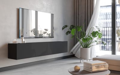 Meubel Square - TV meubel FLY - Mat zwart - 180cm - Hangende of staande kast