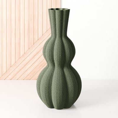 Fleuriek - Kleine vaas Groen - H30 cm - Bolvaas voor droogbloemen of als decoratieve bloemenvaas, ronde design vaasjes van bio-kunststof - Vaas met structuur
