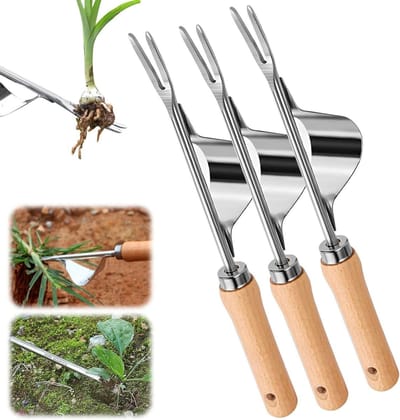Onkruidverwijderaar Tuin - Onkruidgereedschap Staal - Onkruid Verwijderen - V-vormige Vorkpunt - 3 Stuks - Niet gespecificeerd