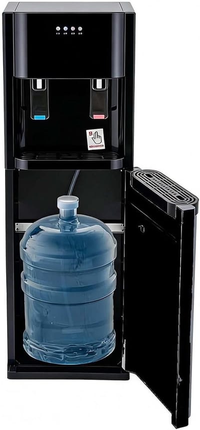 Waterdispenser Onderlader - Warm Koud Water - Direct Drank Tappen - Roestvrij Staal Binnenkant - 93 cm Hoog - Zwart
