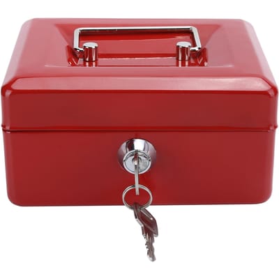 6in Mini Draagbare Geldkist Afsluitbare Beveiliging Geldkluis met Sleutelslot Thuis Kantoor Gebruik Rood pink