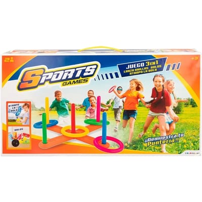 Set van 3 multi-sportspellen voor buiten: ringen, bowling, ballenvanger Alpino