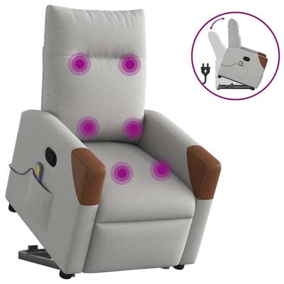 vidaXL - Sta-op-massagestoel - verstelbaar - stof - wolk - grijs