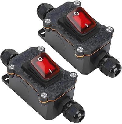 Waterdichte inline schakelaar set 12V DC 30A - DPST drukknop