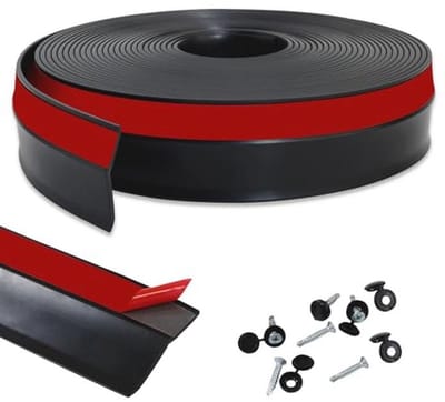 Universele Weerstrip voor Garagedeuren - Zelfklevende Afdichtstrip met Schroeven (10 m, Zwart)