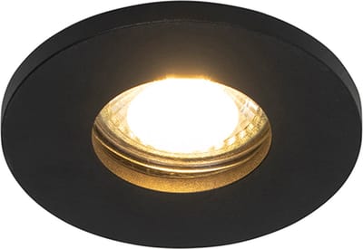 Qazqa badkamer inbouwspot, inbouwlamp - Shed - zwart , max. 50W, geschikt voor led, 8.5cm, rond, IP54, ideale badkamerlamp lamp