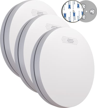 Easeware ES-1 Ultra Dunne Rookmelder met 10 jaar batterij - 3 pack - Inclusief Schroefloze Montage - Brandmelder - Rookdetector - Voldoet aan Norm - Werkt stand-alone