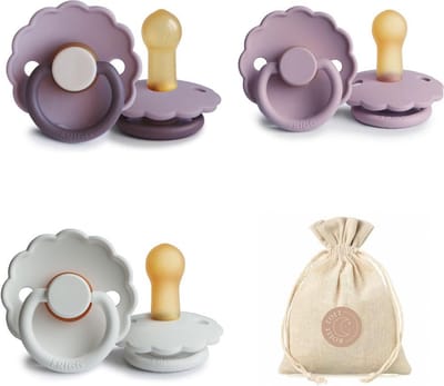 FRIGG Daisy T1 - Bright White, Heather, Lavender Haze + Bolletoet speenzakje - 0-6 maanden