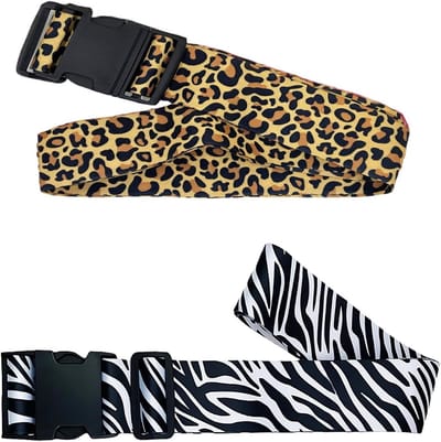 Verstelbare Bagagebanden voor Snelle Identificatie, Geschikt voor Rugzakken en Koffers, 55-66 cm, Met Luipaard- en Zebra-Patroon