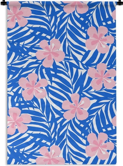 Wandkleed - Wanddoek - Hawaii - Bloesem - Tropisch - Patronen - 60x90 cm - Wandtapijt