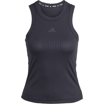 adidas Performance All Gym Seasonal Rib Tight Fit Tonal 3-Stripes Tanktop - Dames - Zwart- XS