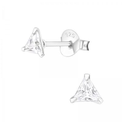 Aramat Jewels | Oorbellen | Zilveren Kristal Oorbellen - Driehoekvormige Pracht | 4mm / Transparant | |4mm | Zilver | Kinderen, Volwassenen | Verkleurd niet