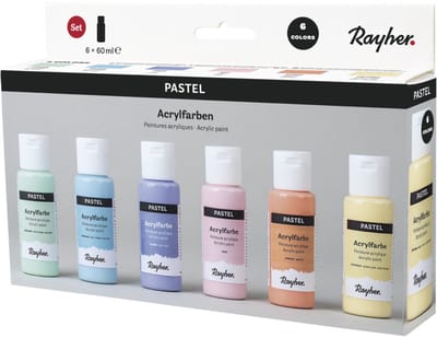 Rayher Acrylverf/hobbyverf set - pastel kleuren - 6x tubes van 60 ml - voor kinderen/volwassenen