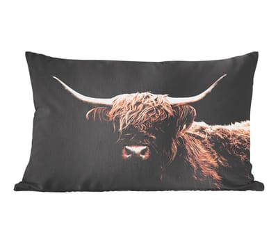 Sierkussens - Kussentjes Woonkamer - 60x40 cm - Schotse Hooglander - Zwart - Hoorn