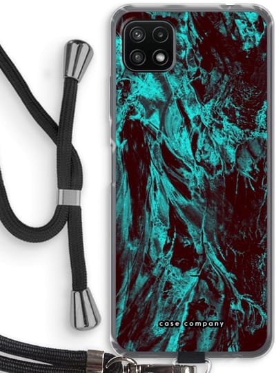 Case Company® - Hoesje met koord geschikt voor Samsung Galaxy A22 5G hoesje met Koord - Ice Age - Telefoonhoesje met Zwart Koord - Bescherming aan alle Kanten en Over de Schermrand
