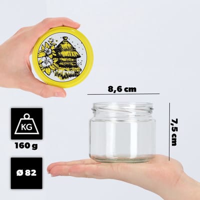 KADAX Inmaakpotten met schroefdeksel, jampotten, 330 ml, voorraadpotten voor jam, honing, potten met schroefsluiting, bijenkorf, 10 stuks