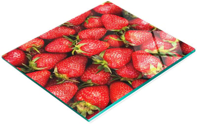 Decoratieve glazen snijplank met aardbeienmotief, 60x52 cm