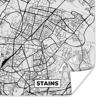 Poster Frankrijk – Plattegrond – Kaart – Stains – Stadskaart - 100x100 cm XXL