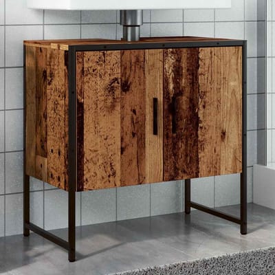 vidaXL - Wastafelkast - 60x33x60 - cm - bewerkt - hout - oud - houtkleurig