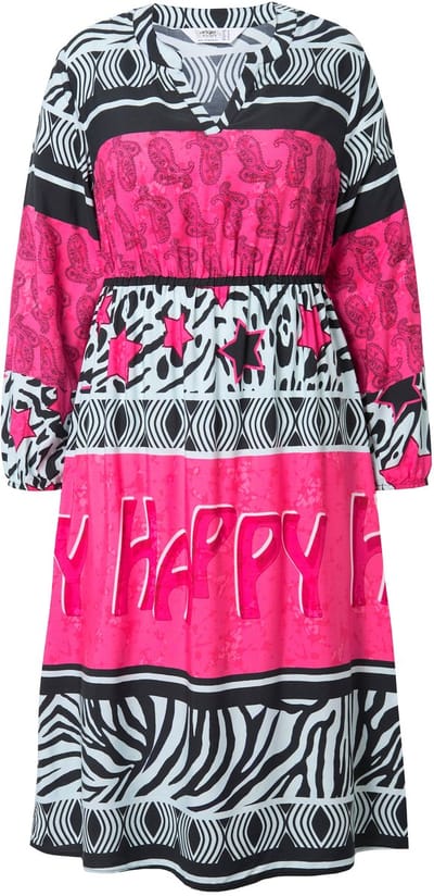 Angel of Style - Dames - Midi-jurk A-lijn all-over print elastische taille - Hibiscusrood - Maat 42