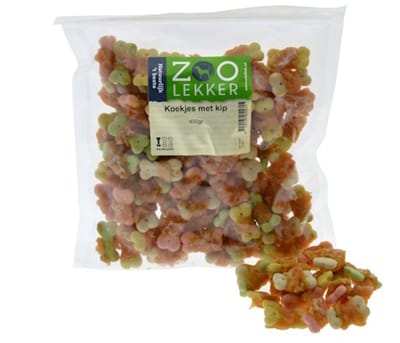 Zoolekker Koekjes met kip - kleurrijke hondensnack met kip, 100 g en 400 g verpakkingen 400 Gram