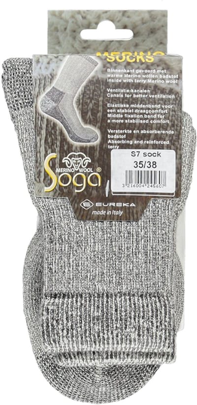 Soga - 2-Pack - All-Round Merino - Badstof Voering - Heren / Dames - grijs - 35-38 - S7