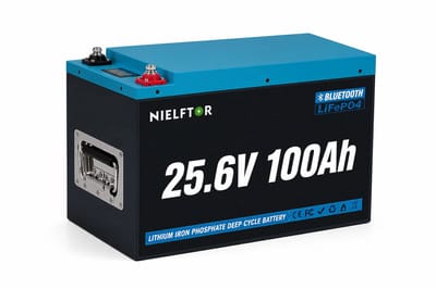 NIELFTOR 25.6V 100Ah 2,56 kW LiFePO4 RV Batterij