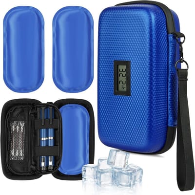 Thermische Insuline Koeltas voor Reizen met Fahrenheit Weergave, Inclusief 2 IJs Packs en Chilled Medicijn Organizer
