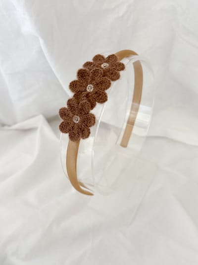 Diadeem Faye - Bruin - Haarbandje met Bloemen - Haarbanden voor Meisjes - Haaraccessoires voor Kinderen