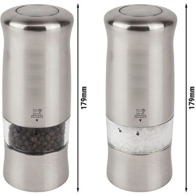 (6 stuks) PEUGEOT ZELI - Peper & zoutmolen - elektrisch - kunststof - hoogte: 140mm - met verlichting
