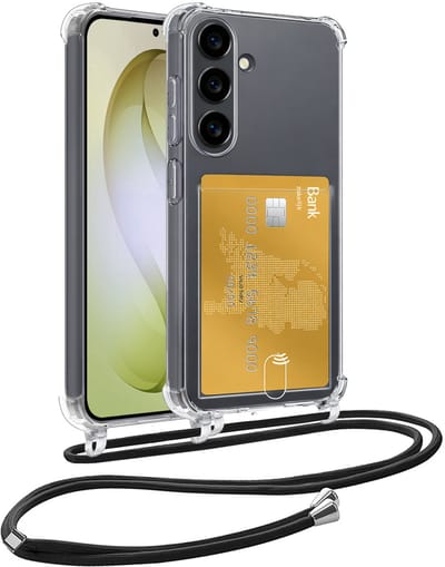 Hoesje Geschikt voor Samsung S26 Telefoonhoesje Met Koord Case Pashouder Siliconen - Hoes Geschikt voor Samsung Galaxy S26 Hoesje Met Kaarthouder - Transparant