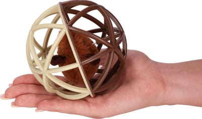 Springos Kattenspeeltjes | Kattenspeelgoed | Bal met Muis | Bruin/Beige | 11 cm
