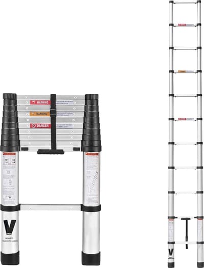 Telescoopladder 3,2 m - Inklapbare aluminium ladder met éénknop-retractie en slow down design
