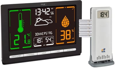 Draadloos Weerstation met Kleuren VA-Display, Binnen/Buiten Temperatuur en Luchtvochtigheid