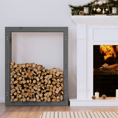 vidaXL - Haardhoutrek - 80x25x100 - cm - massief - grenenhout - grijs