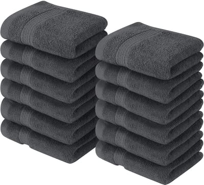 Unyqoos® Set van 12 Luxe Zachte Absorberende Katoenen Gezichtsdoekjes met Ophanglussen, 30 x 30 cm, Grijs