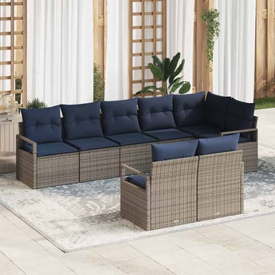 vidaXL Bankstel 8 st Grijs poly rattan