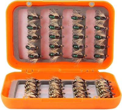 Lifelike Forel Vliegvis Lures Set van 40 Stuks met Haak en Opbergdoos voor Vliegvissen