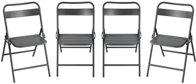 sweeek - Set van 4 opklapbare tuinstoelen metaal - amélia