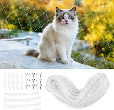 Kattennet Balkon - Veiligheidsnet Katten - Katten Beveiligen - Zonder Boren Installeren - 8 x 3 Meter - Transparant