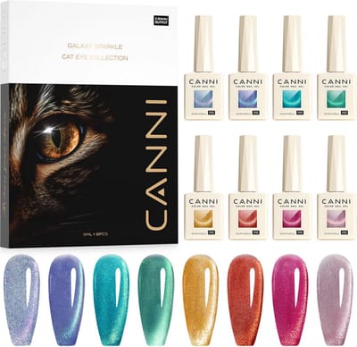 Canni® Magnetische Cat Eye Gellak set - Nail Art Pakket - 8 kleuren 9ml - Inclusief Magneet - Gel Nepnagels - Manicure Set