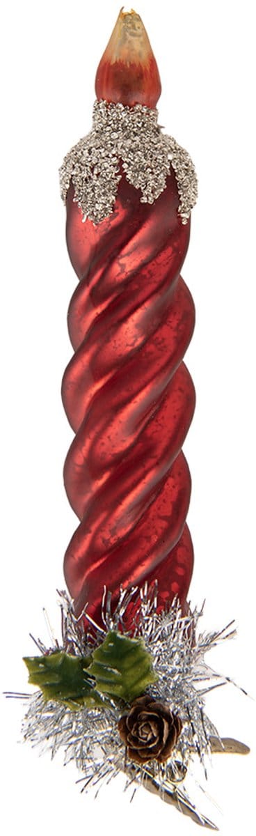 Clayre & Eef Kersthanger Kandelaar 3x3x16 cm Rood Glas