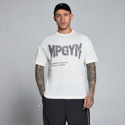 MP Heren Lift Burnout Katoen Grafisch T-Shirt - Retro Wit - S
