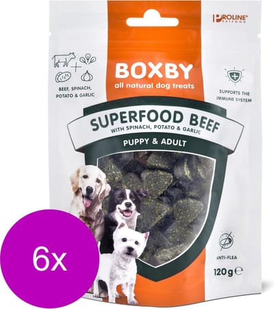 Proline Superfood 120 g - Hondensnacks - 6 x Rund&Spinazie&Knoflook