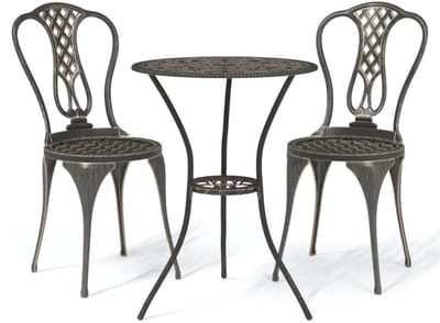 Balkonset 2 personen - Tuinset - Bistroset - Brons - Weerbestendig - 3 delig - Tuintafel en 2 stoelen - 2 personen - Gietaluminium